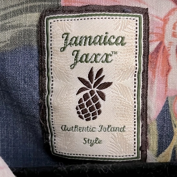 Jamaica Jaxx Hawaiian Floral Leaf Print Shirt 100% Silk Mens XXL Wooden Buttons - Picture 3 of 6